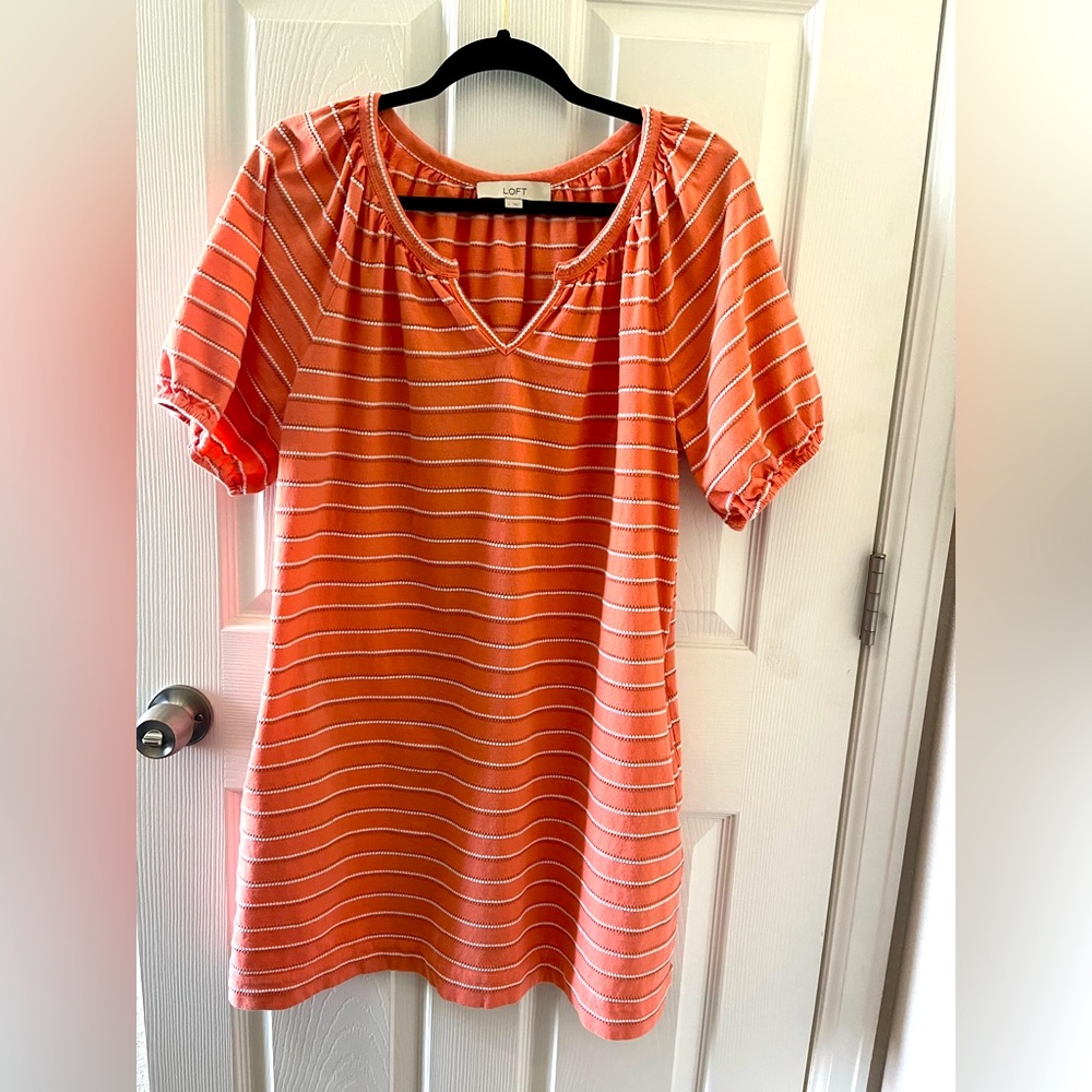 LOFT Orange Striped Dress